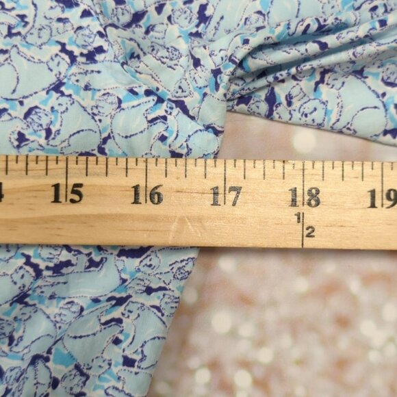 Lilly Pulitzer Vintage Blue Floral Button Down Long Sleeve Blouse, Women's Small - Picture 5 of 6